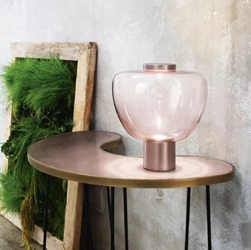 Lampada da tavolo in vetro rosato e metallo Riflesso di Vistosi